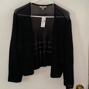 Roz & Ali black open front lightweight knit cardigan Size XL